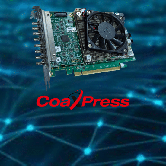 Gidel Proc1C10N-CXP12 displayed against a digital network connectivity background